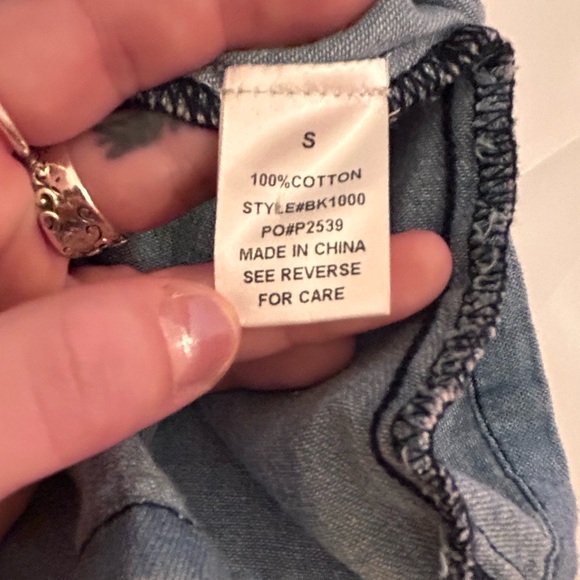 BaeVely 100% Cotton Denim Suspender Skirt with Full Button Front Detail - Picture 9 of 9